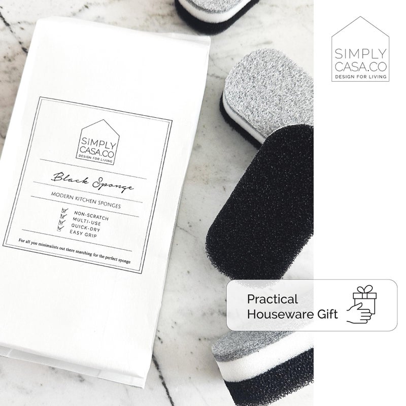 SIMPLYCASA Kitchen Dish Cleaning Sponges - Pack of 6 | Non-Scratch & Fast-Drying | Reusable Scrubbers for Kitchen & Household Use | Stylish Black & White Design - Image 5